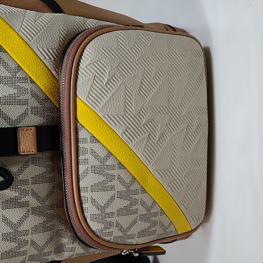 MICHAEL KORS Men's Cooper Embossed Faux Leather and Logo Stripe Backpack - Picture 6 of 9